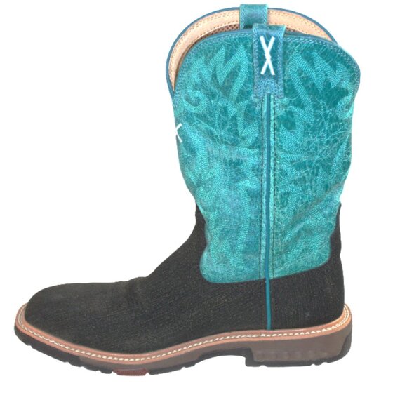 Twisted X Charcoal Suede Turquoise Alloy Safety Toe Working Boot Size 8.5 - Picture 4 of 11